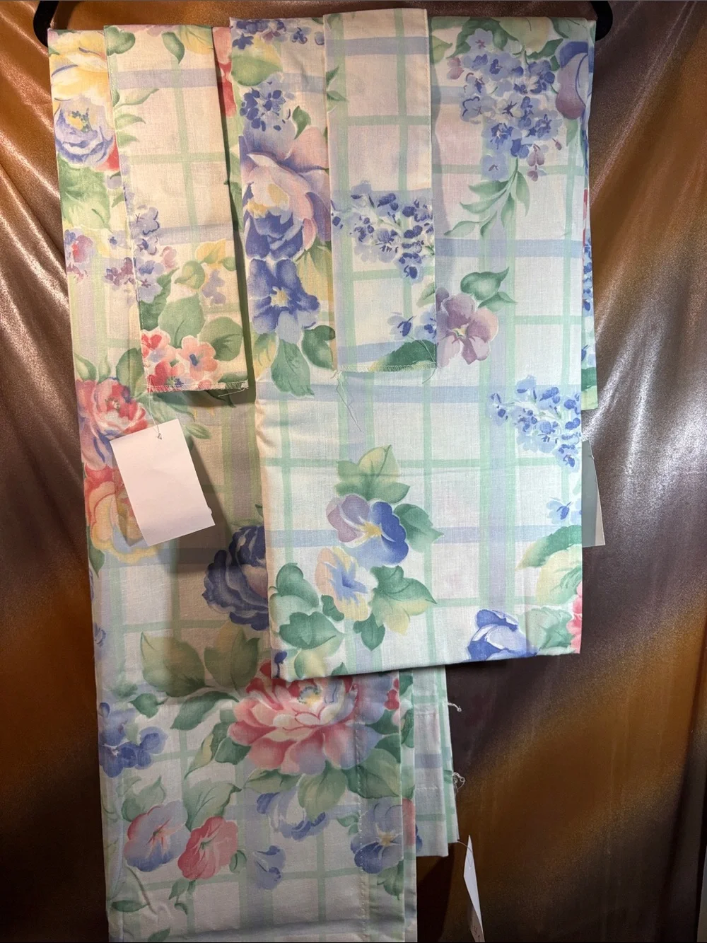 4 piece Vintage 1989 NWOT Martha Stewart Floral Pastel Curtain Soft Blue, LL